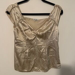 Stunning vintage y2k Miu Miu Champagne 100% silk V-Neck Top